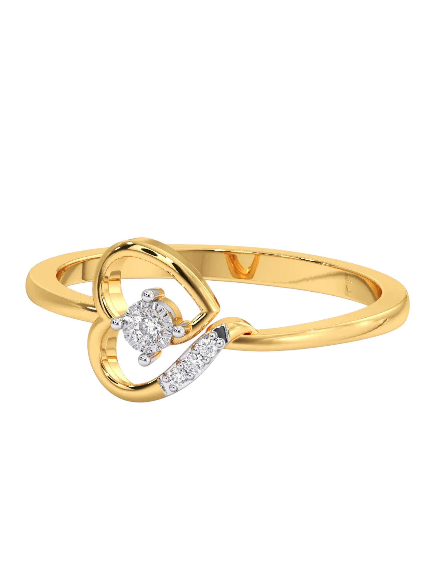 Heart Shaped 925 Sterling Silver Gold Plated CZ Stone Light Weight Ring For Women By Kesardeep Impex